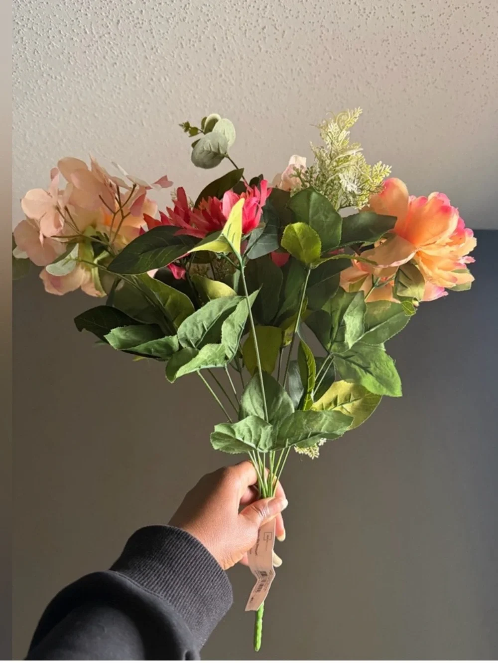Pink and Peach Faux Peony Bouquet NWT